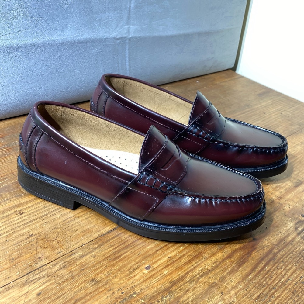 Nunn Bush Mens 12M Burgundy Leather Penny Loafers Dress Shoes 85538-05